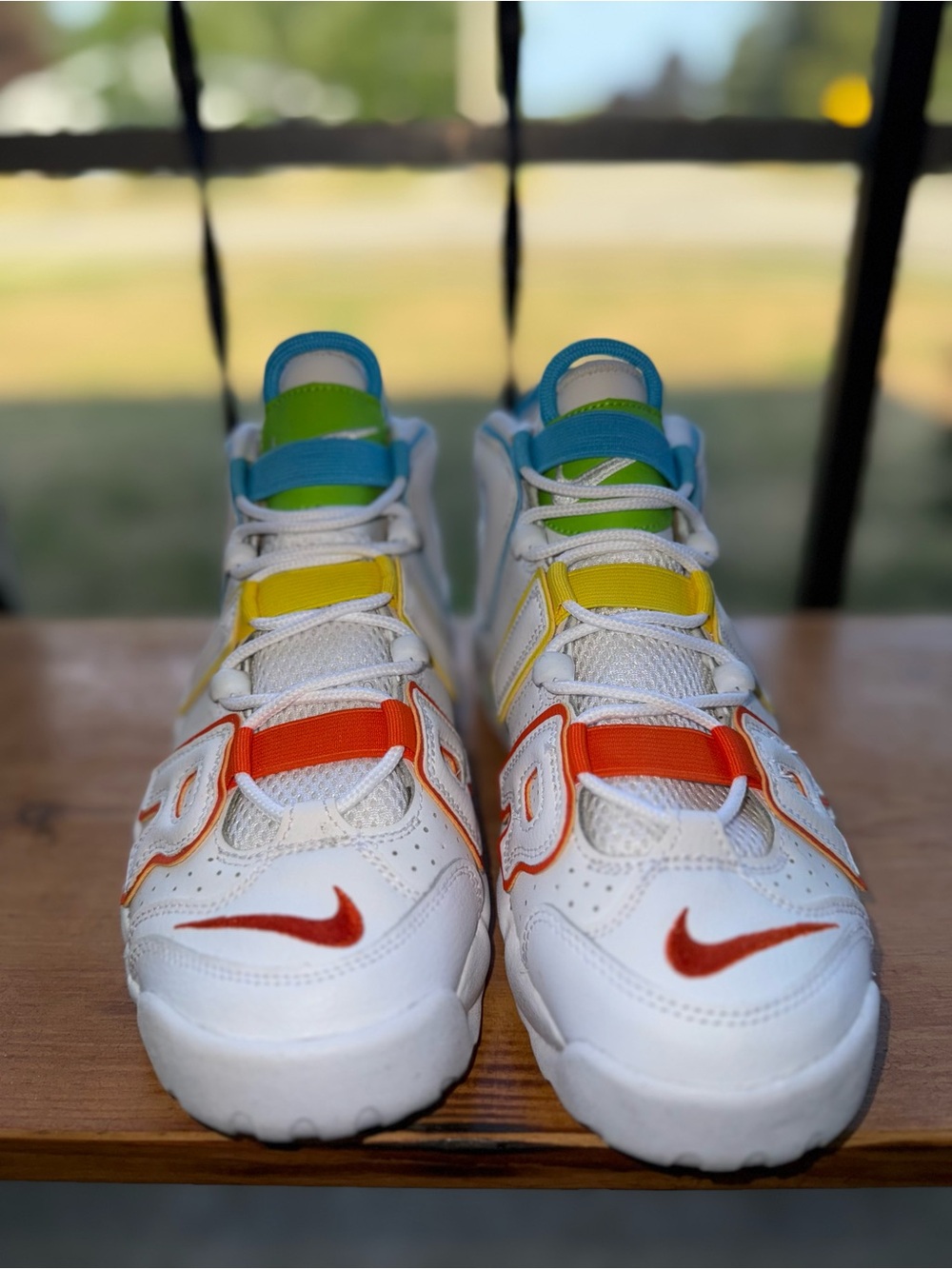 Nike Air More Uptempo GS Mid Top Leather Colorblock Sneakers 7Y FJ4624-100